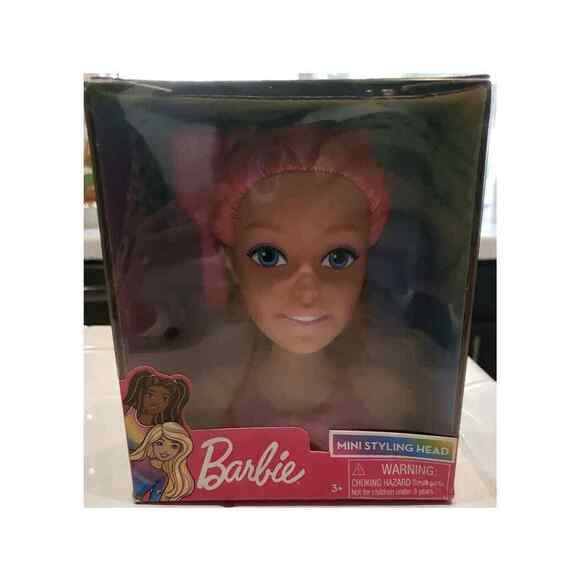 Barbie Mini Styling Head with Pink Color Highlights & Hair Brush - BRAND NEW - Picture 4 of 8